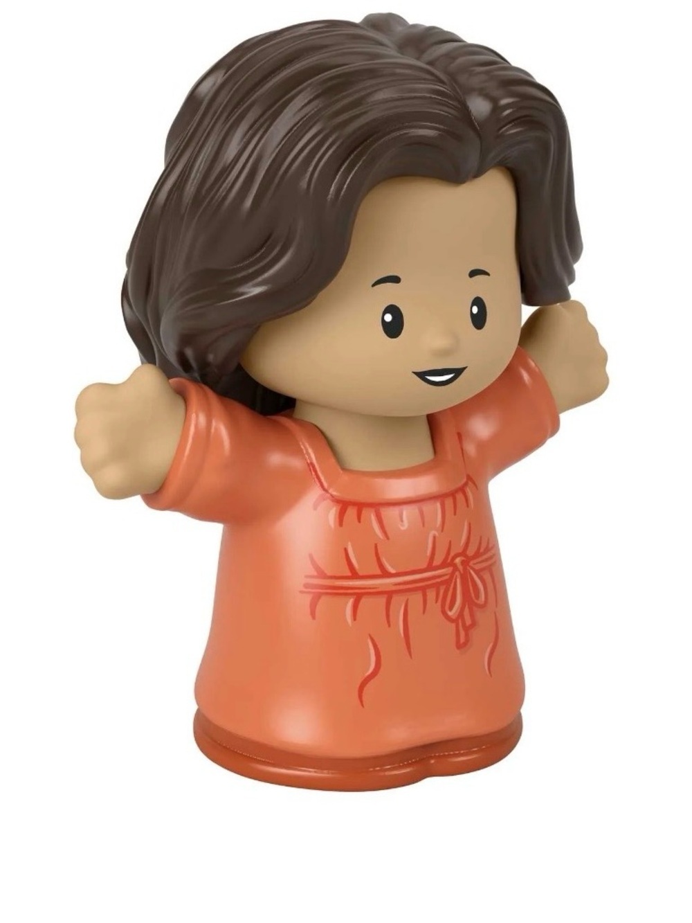 New Fisher-Price Little People Female Figure Mom Red Orange Dress Brown Hair - Picture 5 of 7